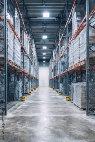 A cold storage warehouse with temperature controls An AI tool is monitoring conditions to preserve perishable goods The mood feels, Generative AI
