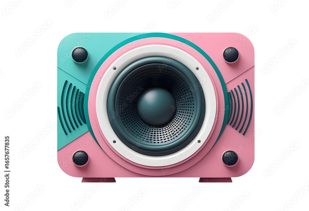 Fototapeta premium Retro-Inspired Colorful Speaker with Modern Design Elements and Vibrant Pink and Teal Accents