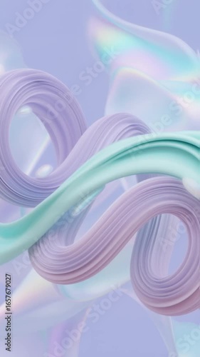 Abstract flowing ribbons in pastel colors create artistic movement