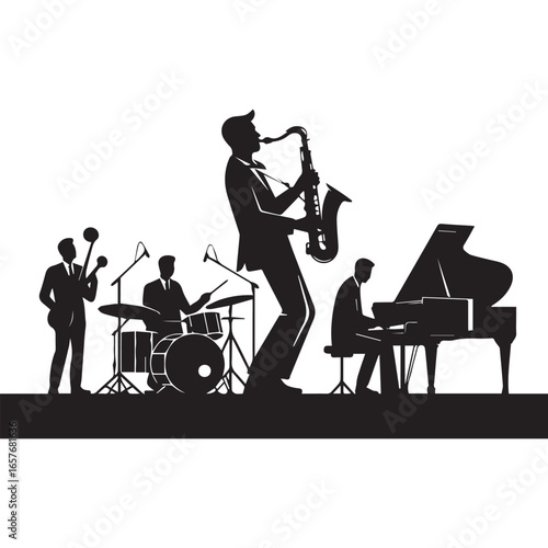 Jazz Band Performing Silhouette