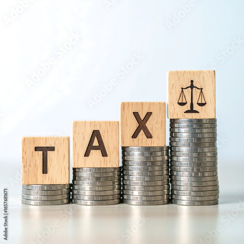 Tax Increase Shown on Coin Stacks