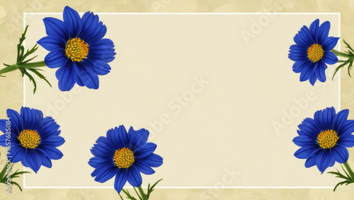 Floral Frame with Blue Cornflowers and Copy Space, Perfect for Invitations and Greetings