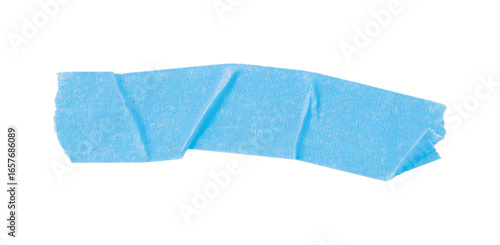 Light blue torn paper tape isolated on transparent background