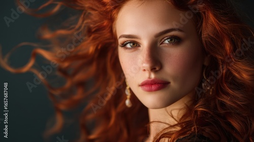 Wallpaper Mural Woman with flowing red hair. Portrait of a beautiful caucasian girl with striking eyes. Hair care and beauty concept. Torontodigital.ca