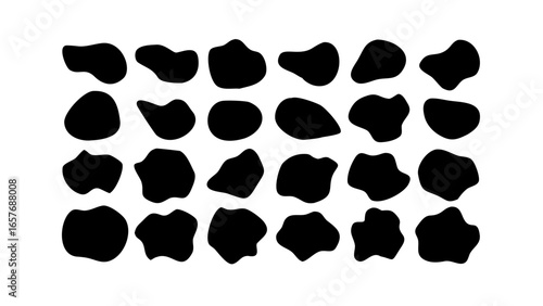 Black irregular letter A shapes abstract alphabet