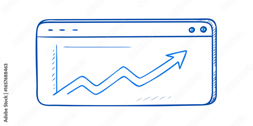 Blue graph with upward trend on transparent background Blue graph with upward trend on transparent background