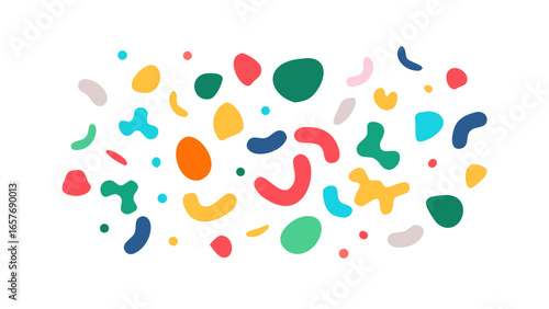 Colorful abstract organic shapes scattered blobs