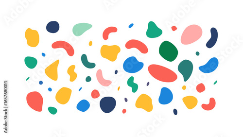 Colorful abstract organic shapes scattered blobs