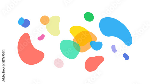 Colorful abstract organic shapes scattered playful
