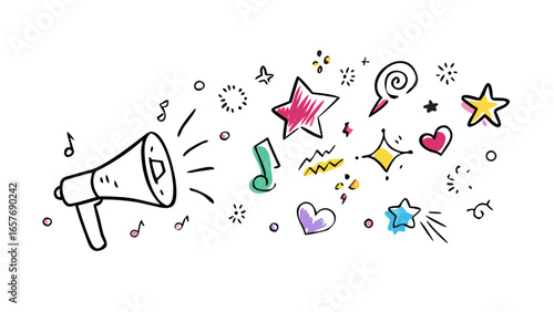Colorful doodle elements scattered illustration