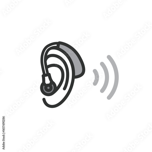補聴器と耳のアイコンイラスト