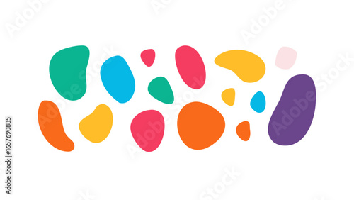 Colorful organic shapes scattered abstract blob