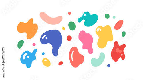 Colorful organic shapes scattered across a background