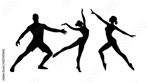 Couple dancing gracefully together dancers silhouette