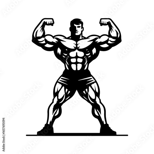  body builder pose vector illustration.