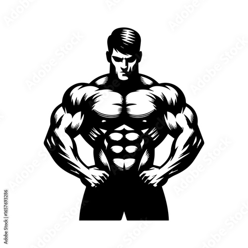  body builder pose vector illustration.
