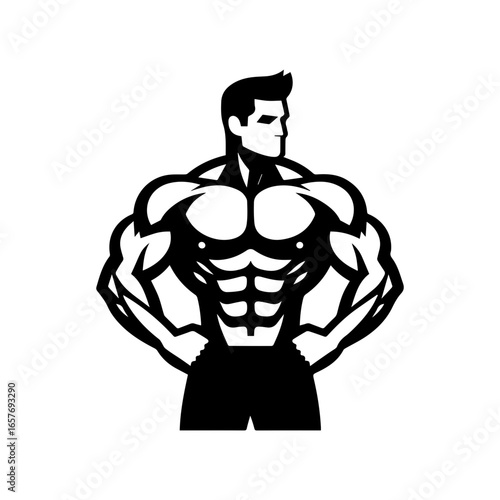  body builder pose vector illustration.