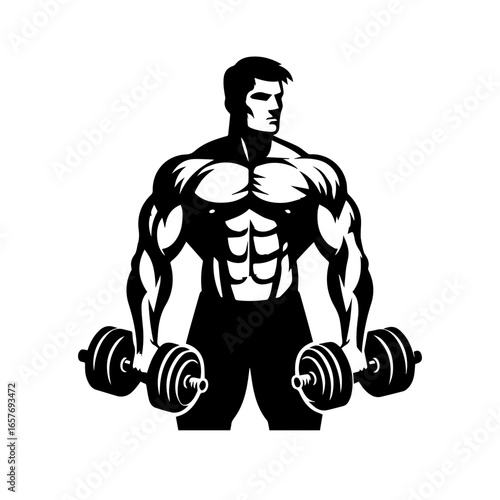  body builder pose vector illustration.
