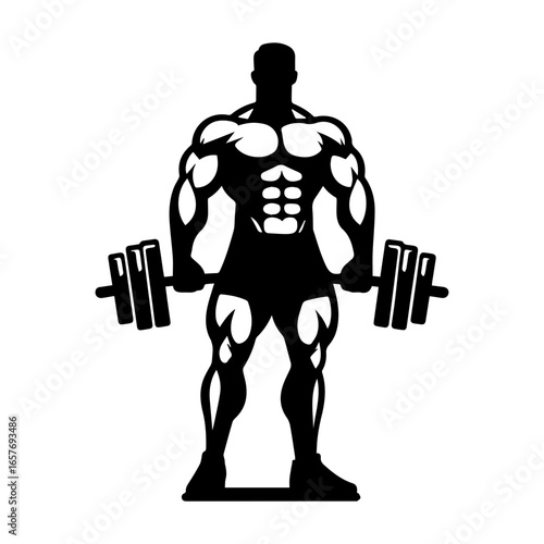  body builder pose vector illustration.
