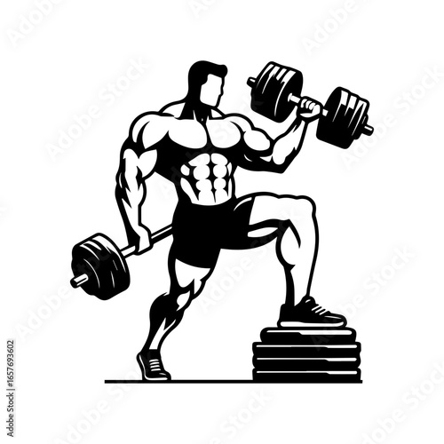  body builder pose vector illustration.
