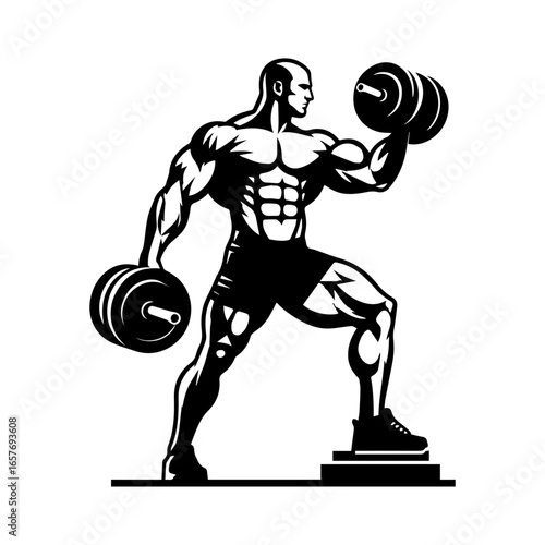  body builder pose vector illustration.