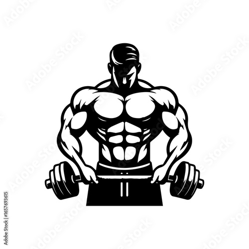  body builder pose vector illustration.