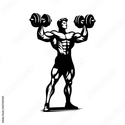  body builder pose vector illustration.