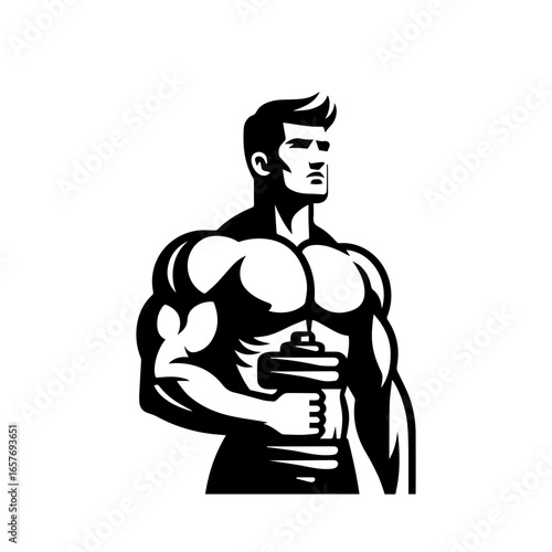  body builder pose vector illustration.