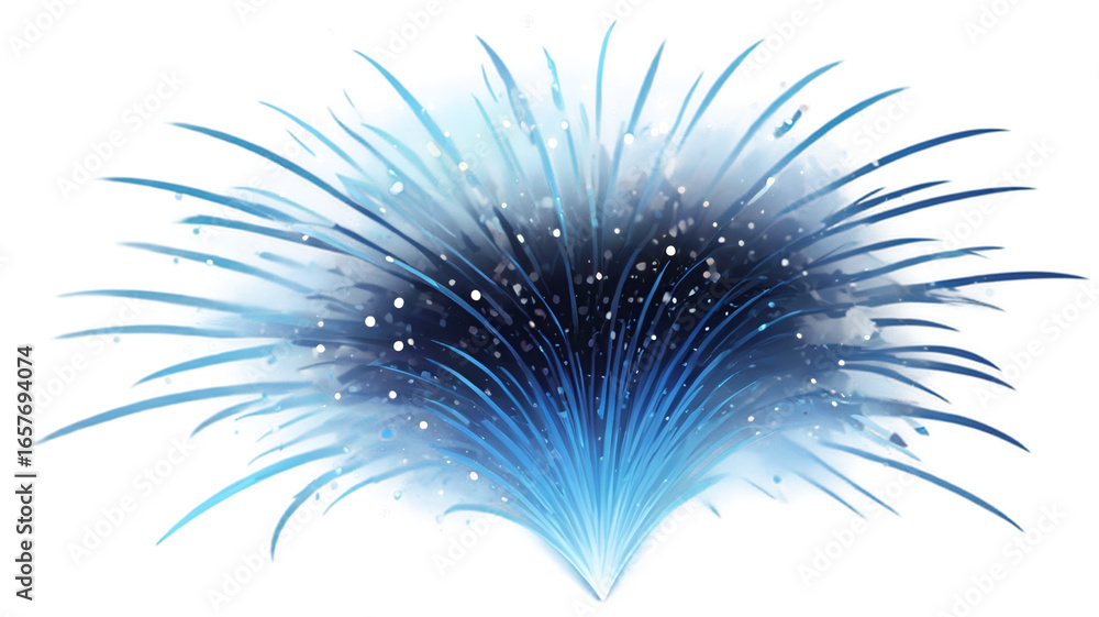 Fototapeta premium Happy New Year celebration party fireworks sparkler PNG set, cutout isolated on transparent background. Gold yellow and blue colors