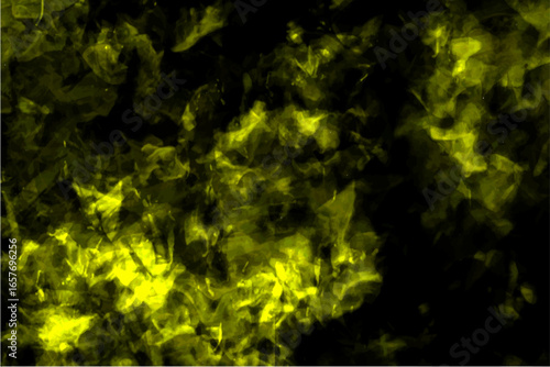 Abstract fiery yellow and black texture resembling burning flames and glowing embers. Heat and energy with swirling, chaotic patterns, creating a dramatic and powerful visual effect.