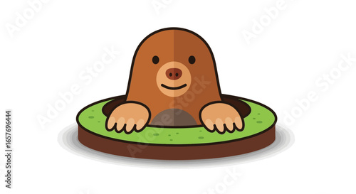 Whimsical Mole Peeking from its Subterranean Home, Illustrated with Cartoon Charm, evokes Delightful Innocence and Subsurface Explorations, in a