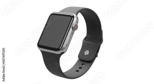 Wallpaper Mural A silver smartwatch with a dark grey band on a white background Torontodigital.ca