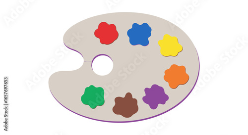 Vibrant hues on a classic painter's palette ready for artistic expression and creation