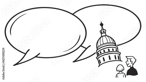 People talking about capitol building speech bubbles