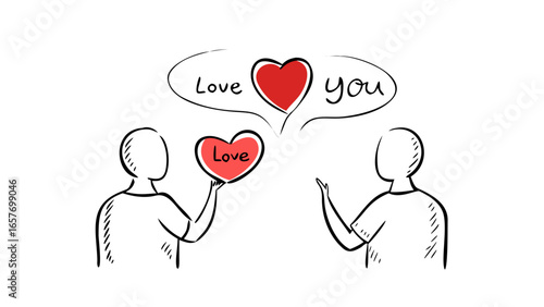 Red hearts with love text romance
