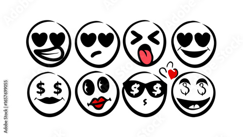Red lips and tongue emoji with heart face