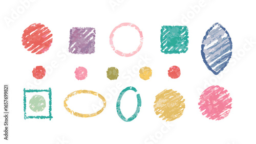 Textured hand drawn crayon shapes circle
