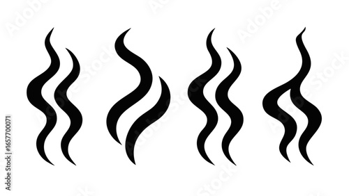 Wavy Black Smoke Wisps steam abstract