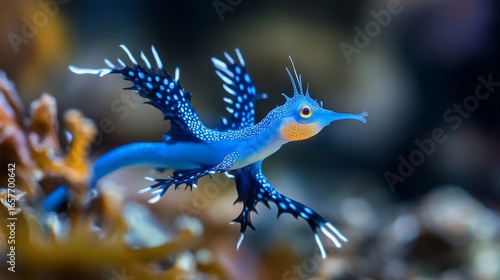 Fototapeta Naklejka Na Ścianę i Meble -  There are several similar blue dragon species in the genus Glaucus.