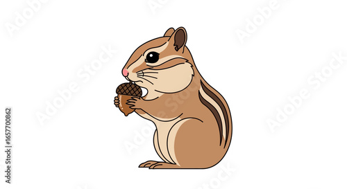 Adorable Cartoon Chipmunk with Acorn: A Charming Illustration of Wildlife Character 150 characters