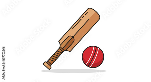 Stylized cricket equipment illustration conveying sportsmanship and leisure activity in minimal design perfect for graphic application