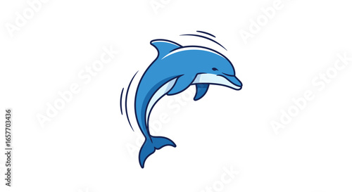 Captivating cartoon dolphin illustration displaying oceanic grace and aquatic vibrancy in a minimalist design aesthetic