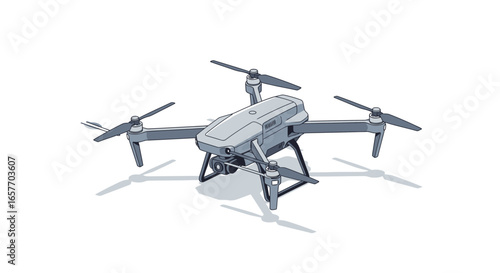 Isolated illustration of a modern drone with four propellers for aerial photography and videography applications