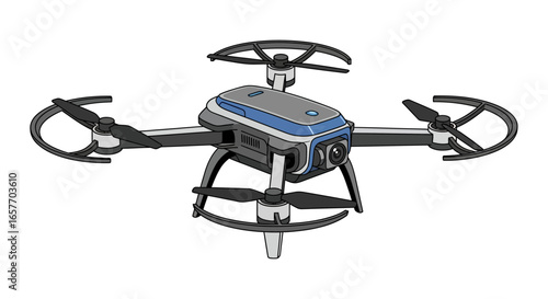 Futuristic drone illustration for modern technology enthusiasts and aerial photography, design concept presenting a remote-controlled quadcopter for
