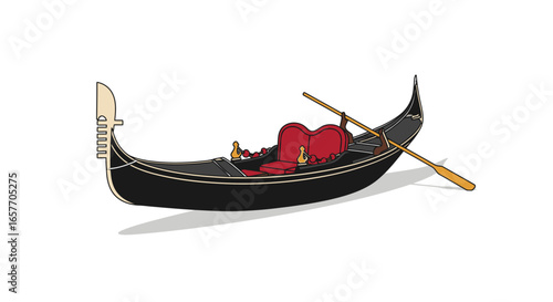 Stylized Gondola Illustration: Traditional Venetian Watercraft on White Backdrop