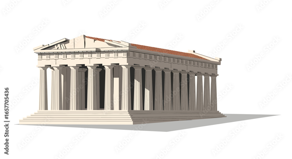 Fototapeta premium Stylized rendition of an ancient greek temple, evocative of classical architecture and civilization