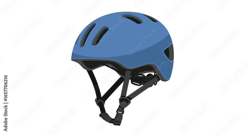 Fototapeta premium Blue cycling helmet vector illustration exhibiting safety gear equipment design, ideal for promoting cycling safety awareness and active lifestyle