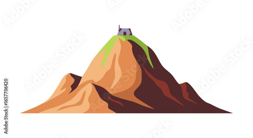 Idyllic hilltop residence nestled atop a serene peak, a tranquil retreat overlooking expansive terrain, inviting journey