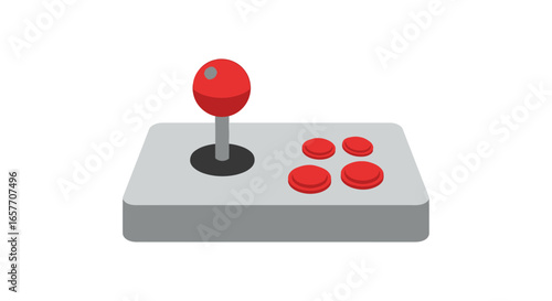 Vibrant arcade joystick with round red buttons invoking a sense of nostalgia and classic gaming fun and vintage gaming controller with intuitive