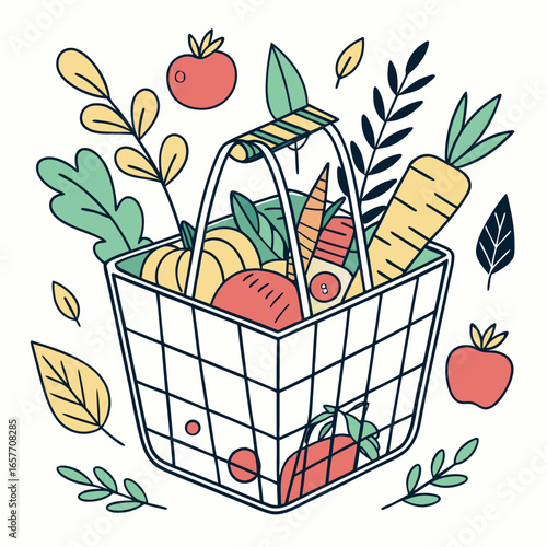 Fresh produce basket with assorted vegetables and fruits